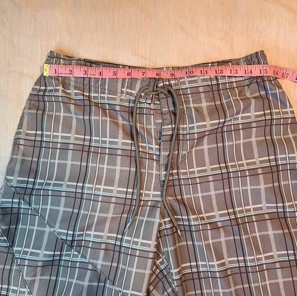Nike Swim Volley Board Shorts Light Brown/ Tan Plaid Size Medium - Picture 5 of 11
